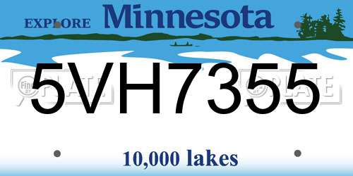 5VH7355 Minnesota License Plate