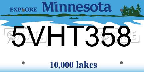 5VHT358 Minnesota License Plate