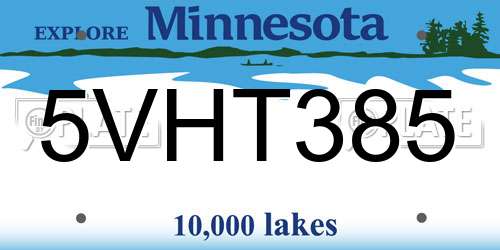 5VHT385 Minnesota License Plate