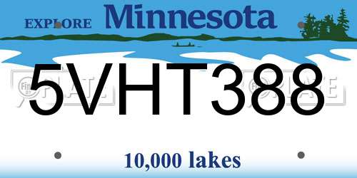 5VHT388 Minnesota License Plate
