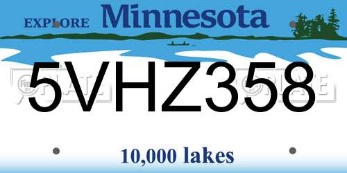 5VHZ358 Minnesota License Plate
