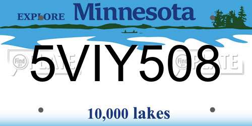 5VIY508 Minnesota License Plate