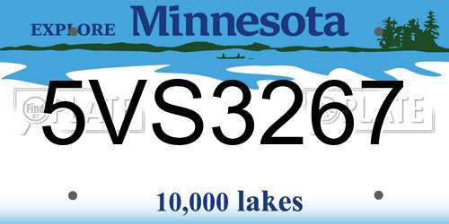 5VS3267 Minnesota License Plate
