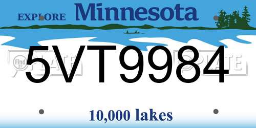 5VT9984 Minnesota License Plate