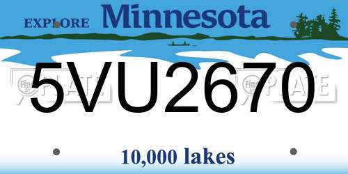 5VU2670 Minnesota License Plate