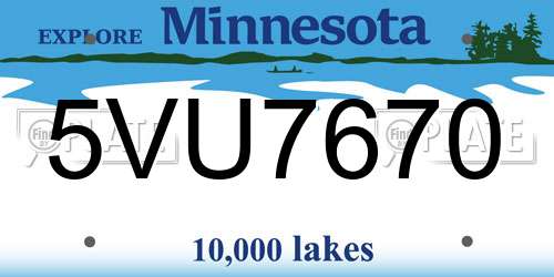 5VU7670 Minnesota License Plate