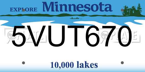 5VUT670 Minnesota License Plate