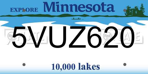 5VUZ620 Minnesota License Plate