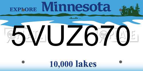 5VUZ670 Minnesota License Plate