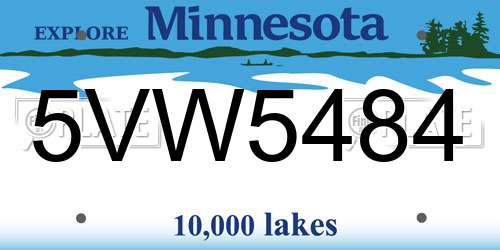 5VW5484 Minnesota License Plate