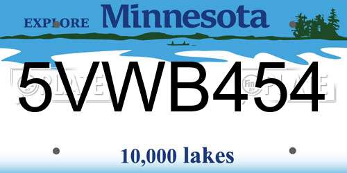 5VWB454 Minnesota License Plate