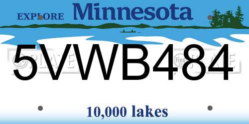 5VWB484 Minnesota License Plate