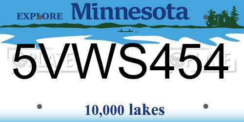 5VWS454 Minnesota License Plate
