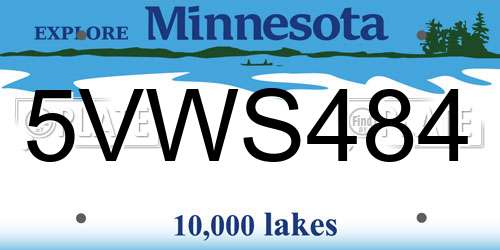 5VWS484 Minnesota License Plate