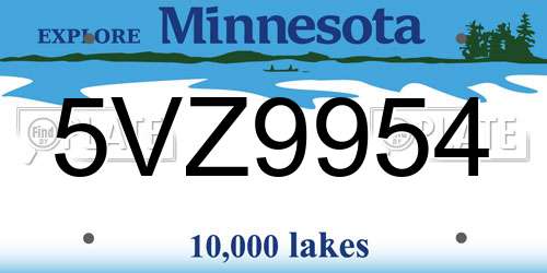 5VZ9954 Minnesota License Plate