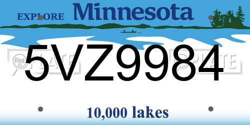 5VZ9984 Minnesota License Plate