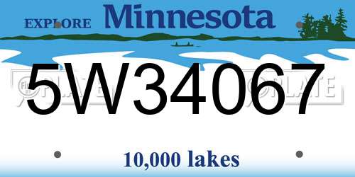 5W34067 Minnesota License Plate