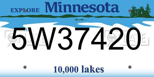 5W37420 Minnesota License Plate