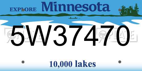 5W37470 Minnesota License Plate