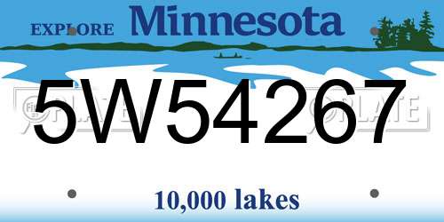 5W54267 Minnesota License Plate