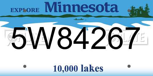 5W84267 Minnesota License Plate