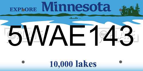 5WAE143 Minnesota License Plate