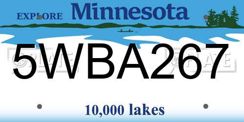 5WBA267 Minnesota License Plate