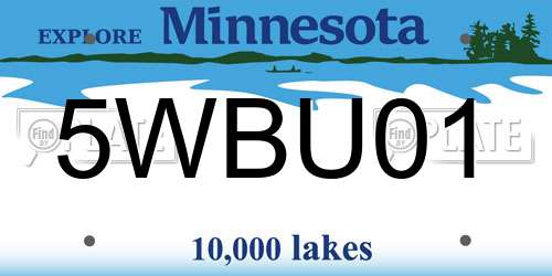5WBU01 Minnesota License Plate