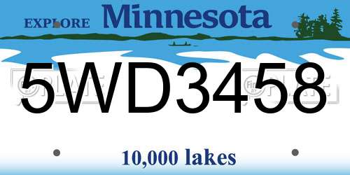5WD3458 Minnesota License Plate