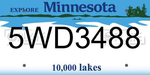 5WD3488 Minnesota License Plate