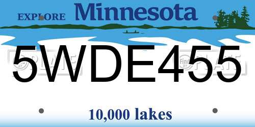 5WDE455 Minnesota License Plate