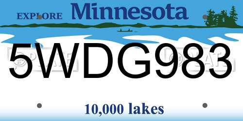 5WDG983 Minnesota License Plate