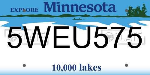 5WEU575 Minnesota License Plate