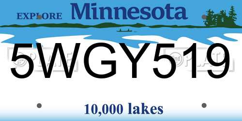5WGY519 Minnesota License Plate