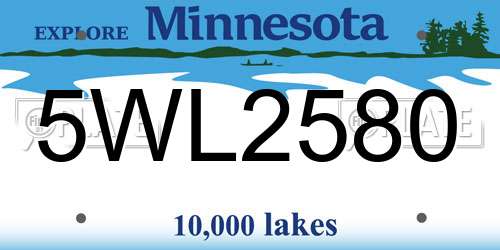 5WL2580 Minnesota License Plate