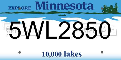 5WL2850 Minnesota License Plate