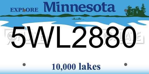 5WL2880 Minnesota License Plate
