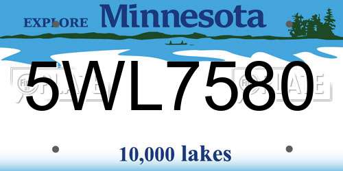 5WL7580 Minnesota License Plate