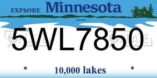 5WL7850 Minnesota License Plate