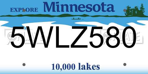 5WLZ580 Minnesota License Plate