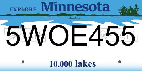 5WOE455 Minnesota License Plate