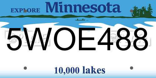 5WOE488 Minnesota License Plate