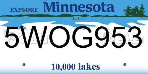 5WOG953 Minnesota License Plate