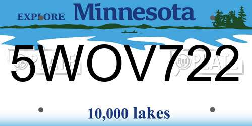 5WOV722 Minnesota License Plate