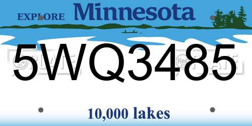 5WQ3485 Minnesota License Plate