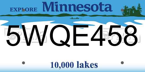 5WQE458 Minnesota License Plate