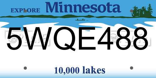 5WQE488 Minnesota License Plate