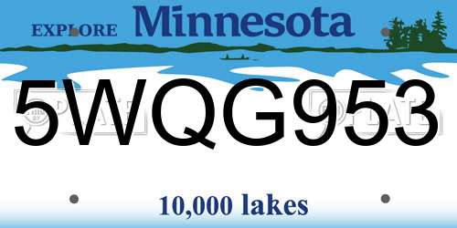 5WQG953 Minnesota License Plate