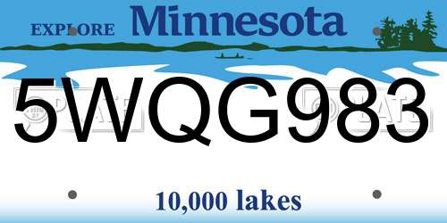 5WQG983 Minnesota License Plate