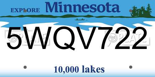 5WQV722 Minnesota License Plate